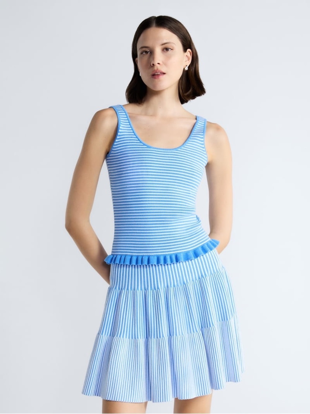 Free Assembly Women's and Women's Plus Ruffle Hem Knit Tank Top